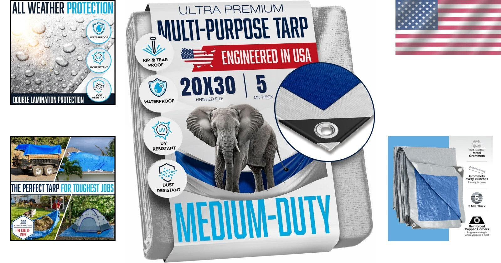 Versatile 20'x30' Waterproof Tarp - Ideal for Camping, Hiking, and Emergency Use