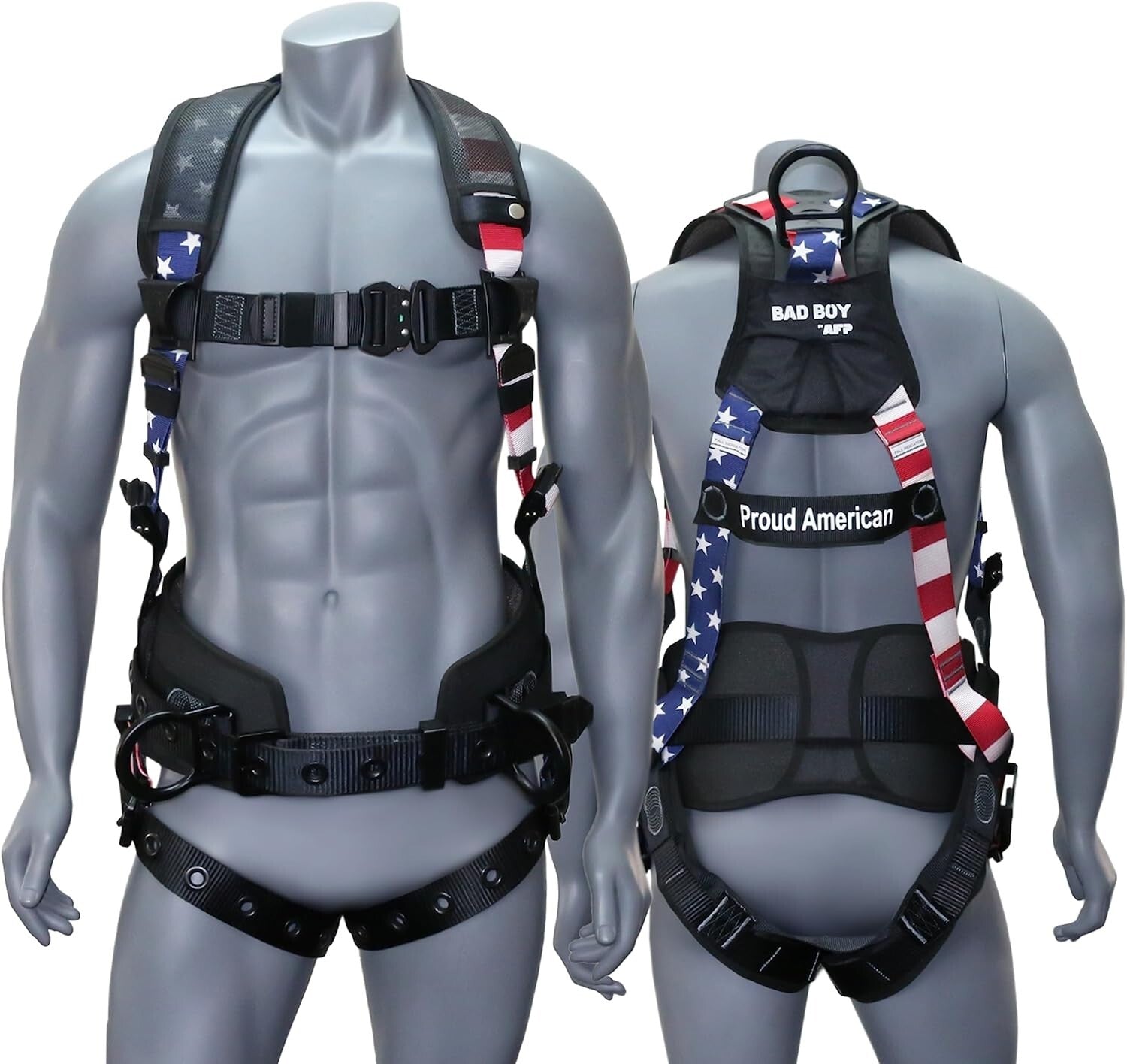 Premium Full-Body Safety Harness with 8" Thick Support Belt & Aluminum D-Rings