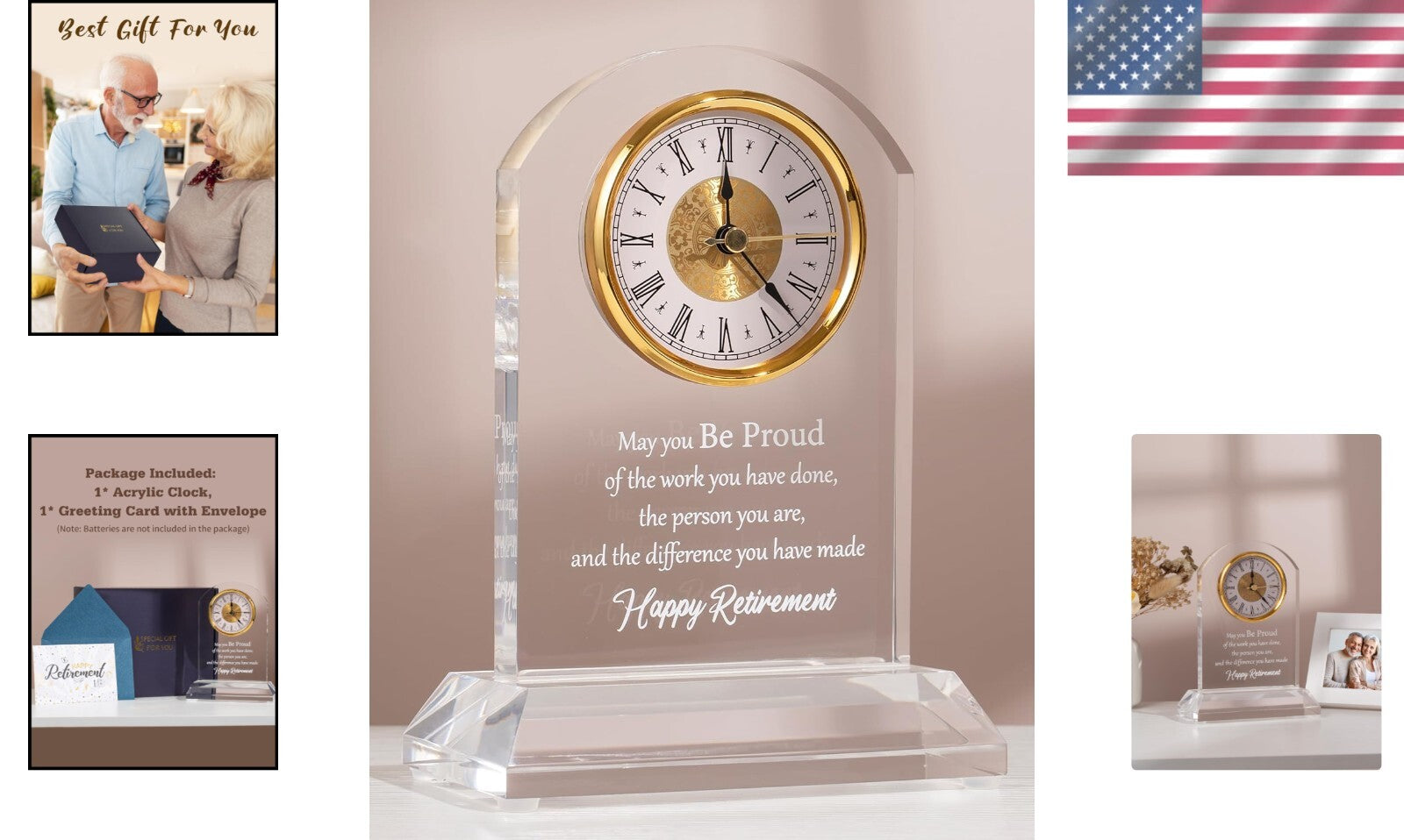 Elegant Quartz Desk Clock with Plaque - Perfect Retirement Gift for Loved Ones