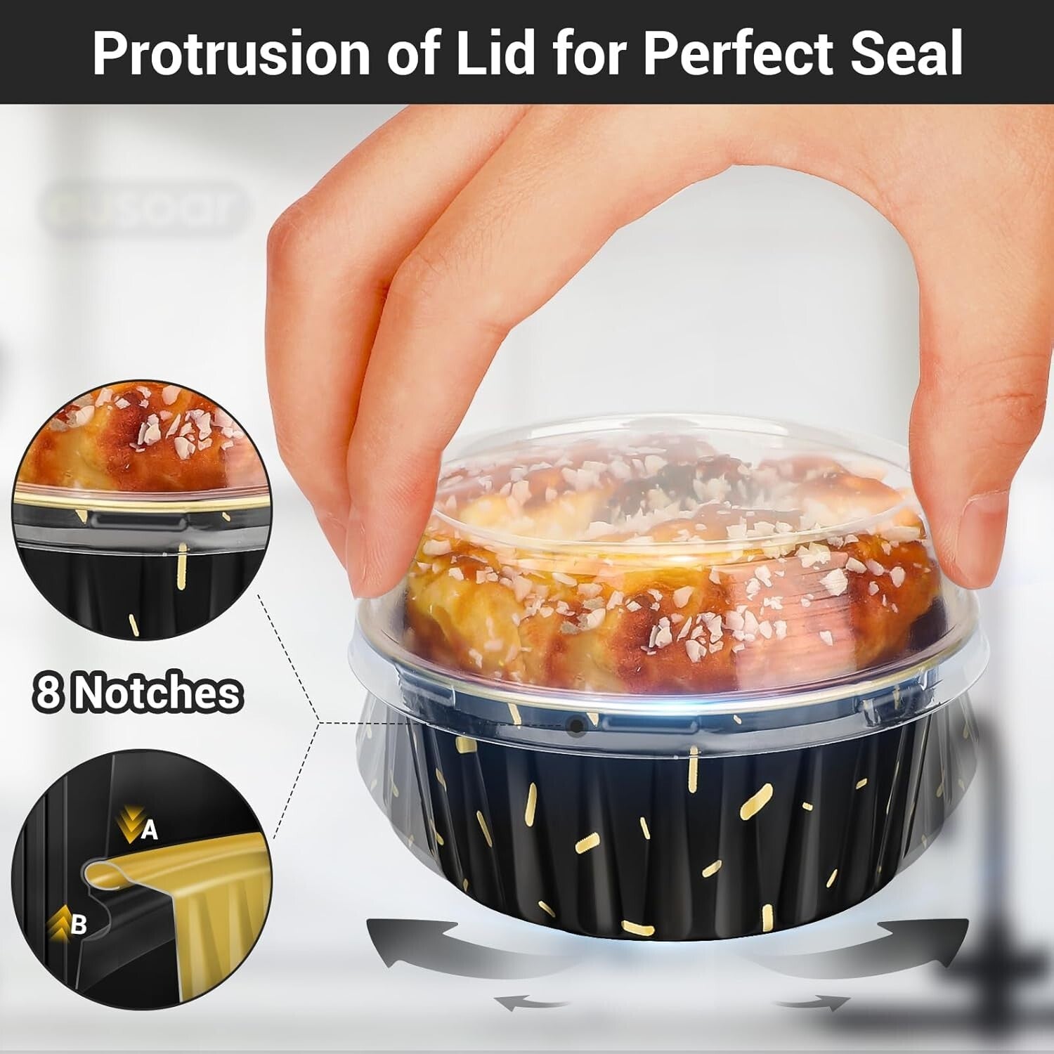 200pcs 5oz Disposable Ramekins - Reusable Aluminum Cupcake Baking Cups with Lids