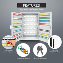 Load image into Gallery viewer, Adjustable Wall-Mount Key Box - 200 Numbered Hooks for Efficient Storage