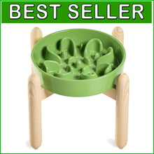 Load image into Gallery viewer, Elevated Ceramic Dog Bowls - Non-Slip Clover Green Dishes for Healthy Feeding