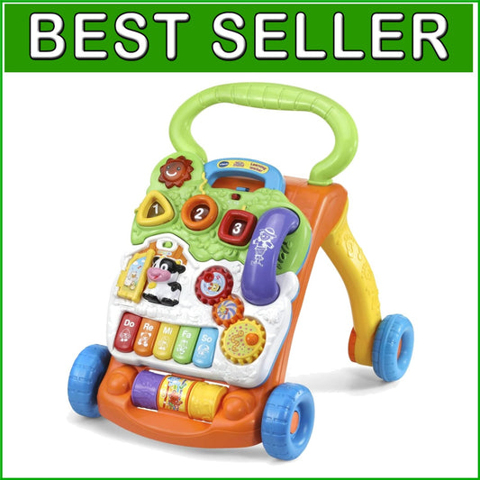 Adjustable Sit-to-Stand Learning Walker with Musical Tray and Motor Skill Toys