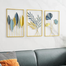 Load image into Gallery viewer, Gold Leaf Wall Decor Set of 3 - Modern Metal Art for Luxurious Home Spaces
