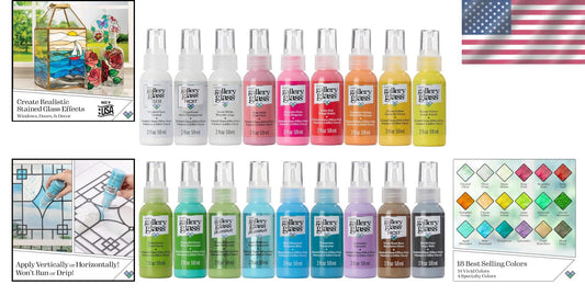 Colorful 2oz Acrylic Paint Set - 18 Non-Toxic Bottles for Suncatchers & Windows