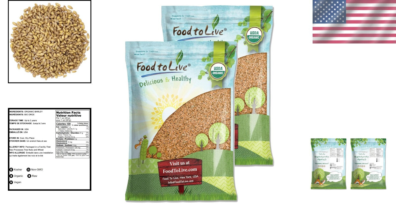 USDA Organic 20lb Hulled Barley - Nutrient-Rich Whole Grain for All Recipes