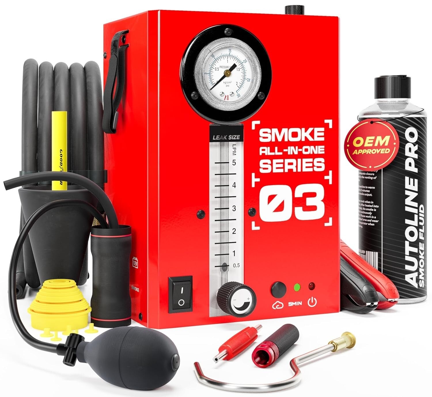 2025 Upgrade Automotive Smoke Machine with Built-in Compressor & Premium Fluid