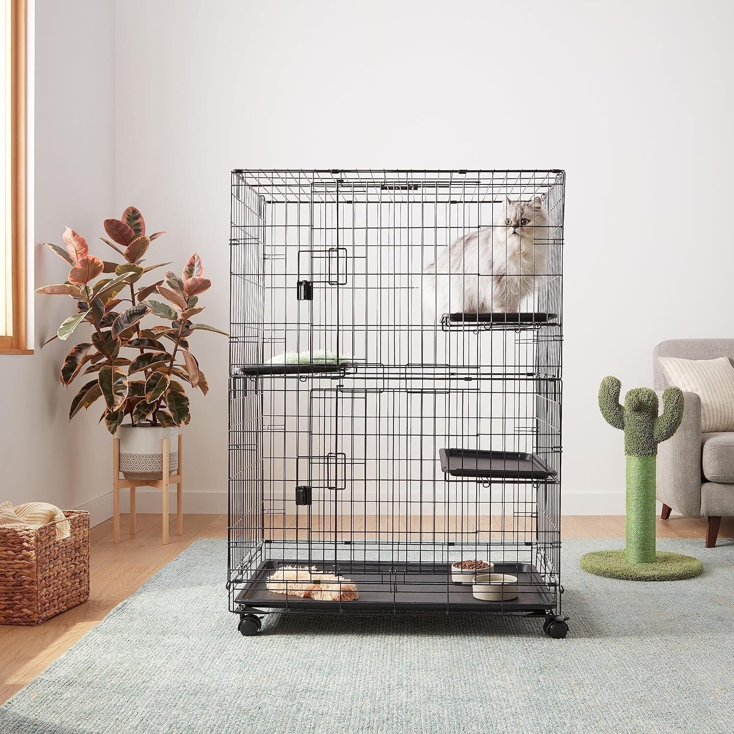 Metal 3-Tier Cat Cage Playpen: Secure & Stylish Safety for your Feline Friends