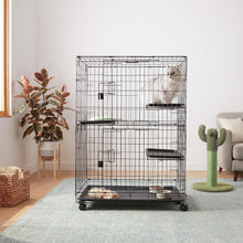 Load image into Gallery viewer, Metal 3-Tier Cat Cage Playpen: Secure &amp; Stylish Safety for your Feline Friends