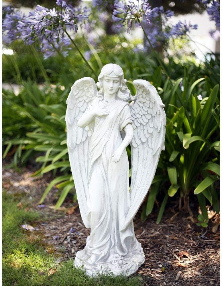 Elegant 31" Tall Angel Statue in Light Gray for Indoor/Outdoor Decor