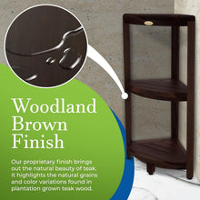 Load image into Gallery viewer, Durable Teak Shower Caddy with Adjustable Feet - Perfect for Corner Spaces