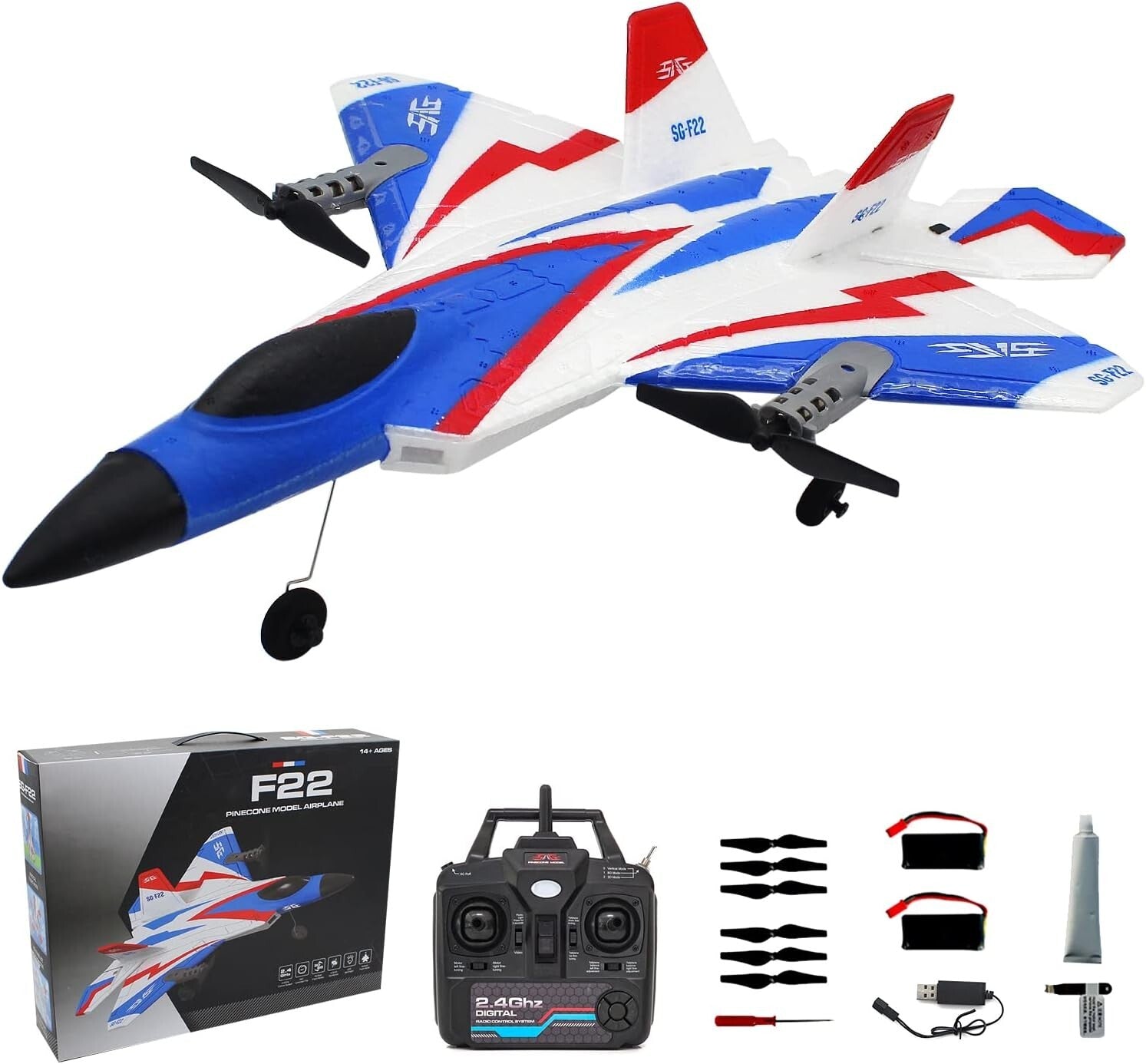 F-22 RC Airplane: 4 Channel Remote Control with Aerobatic Stunt Features