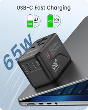 Load image into Gallery viewer, GaN III 65W Universal Travel Adapter - Fast Charging with USB &amp; USB-C Ports