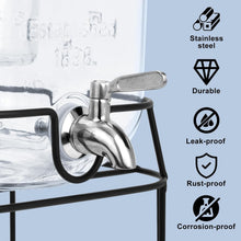 Load image into Gallery viewer, Transparent Glass Beverage Dispenser with Stand &amp; Chalkboard Label - 2 Gallons