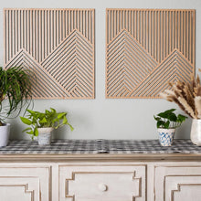 Load image into Gallery viewer, Versatile 2-Piece Mountain Wall Art with Oak Veneer Finish - Easy Install