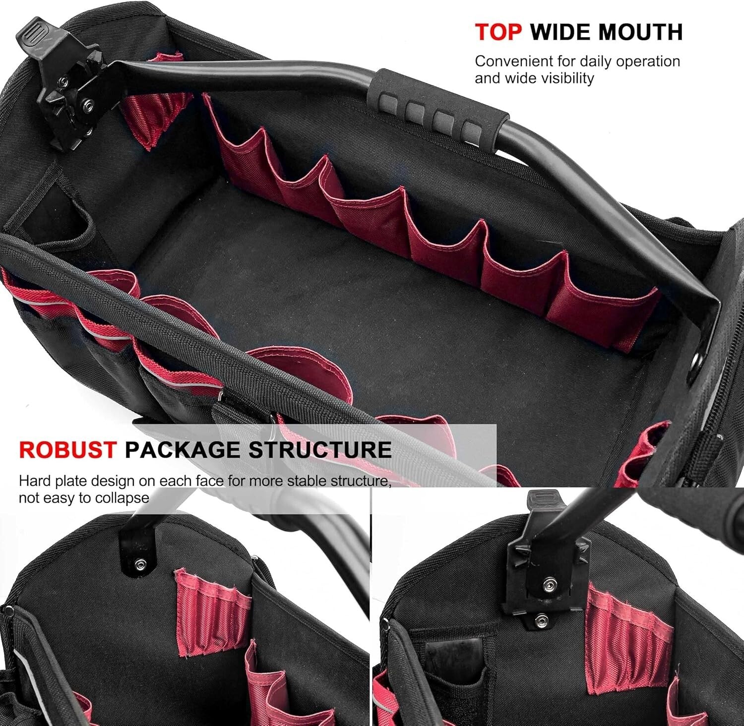 Ergonomic Heavy-Duty Tool Bag with Rotating Handle & Reflective Safety Strips