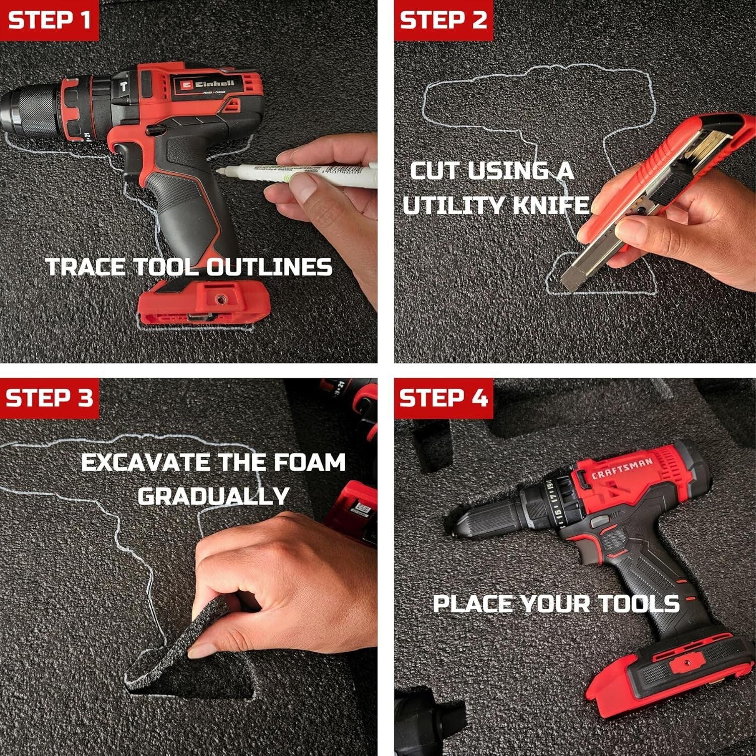 Protective Black Polyethylene Tool Box Foam - 3 Pack, Easy to Cut & Install