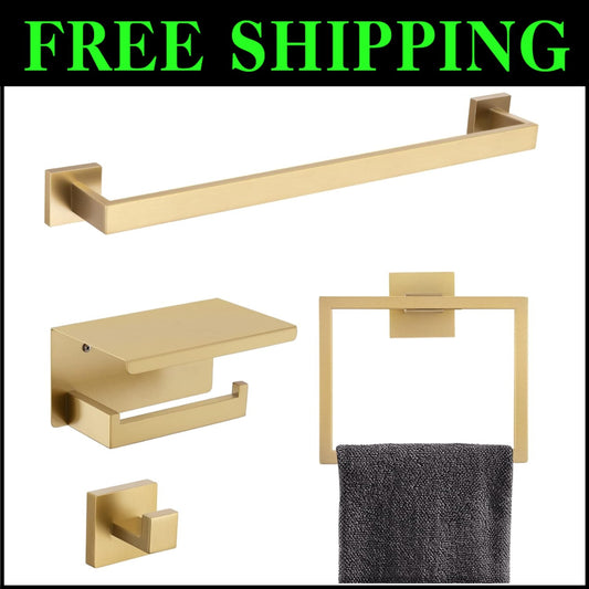Modern Wall-Mounted Bathroom Towel Bar Set - Rust and Corrosion Resistant