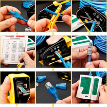 Load image into Gallery viewer, Versatile Pass Through Ethernet Crimper Kit with 50 RJ45 Connectors &amp; Stripper