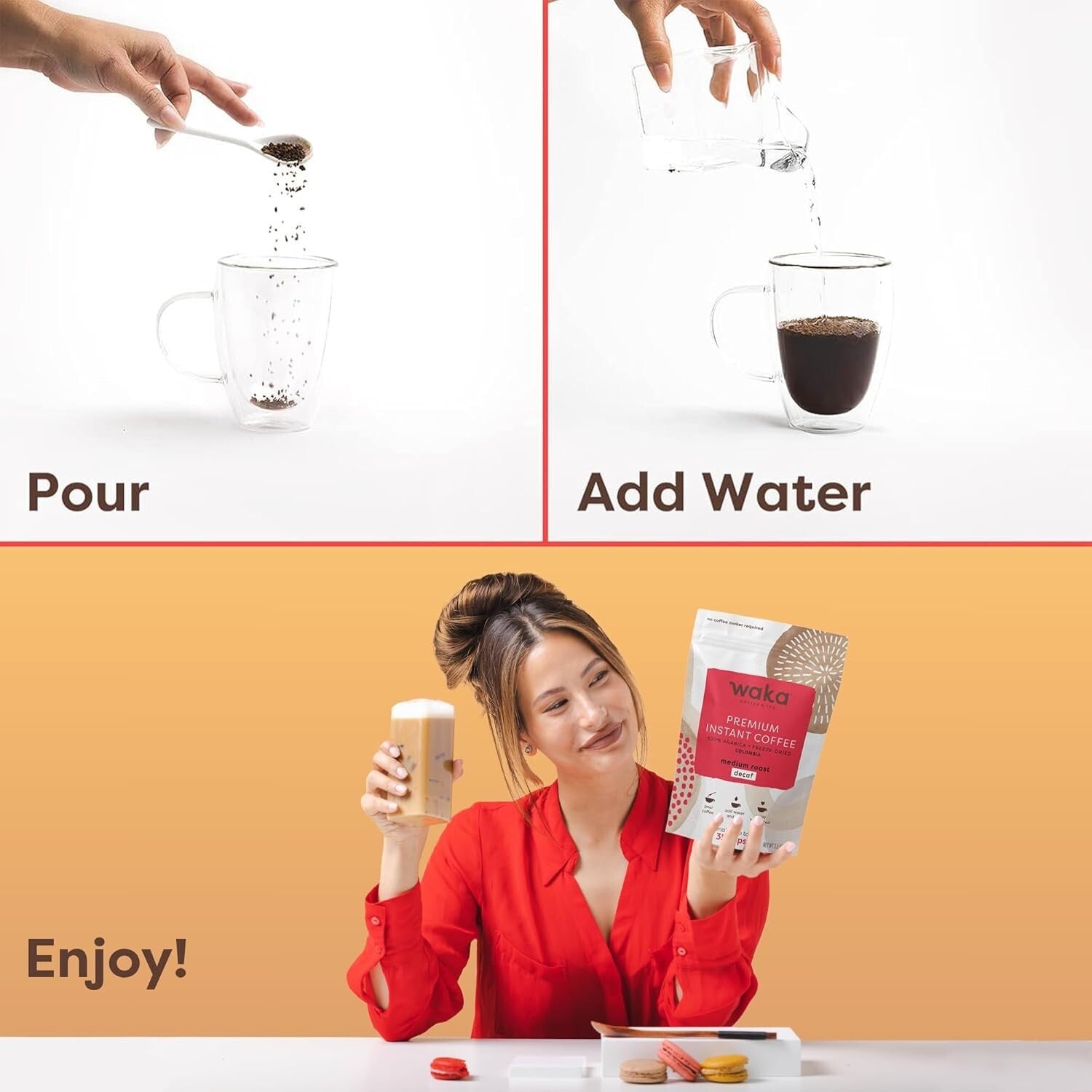 Waka Premium Instant Coffee Pouches - 100% Arabica for Hot & Iced Brewing