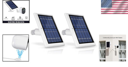 2-Pack Solar Panels with 13.1ft Magnetic Cable - Compatible with Arlo Camera