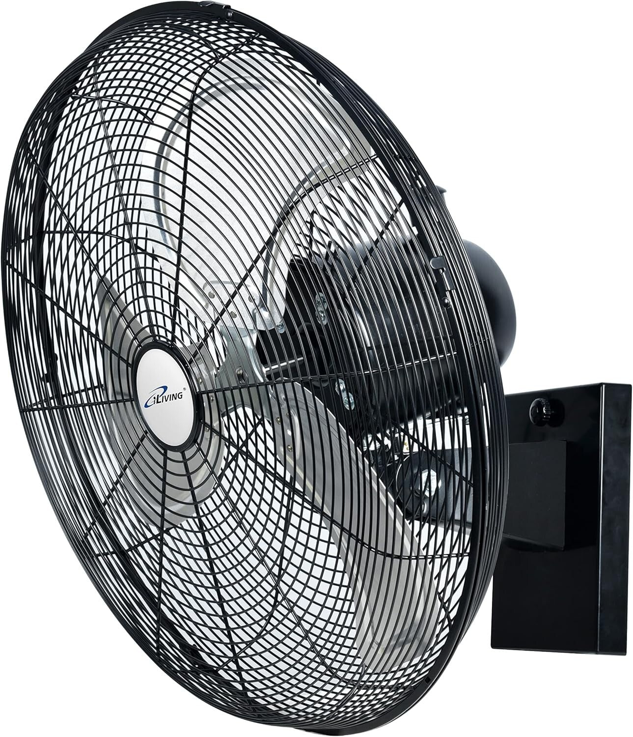 Adjustable 20" Black Wall-Mounted Oscillating Fan - Ideal for Garages & Patios