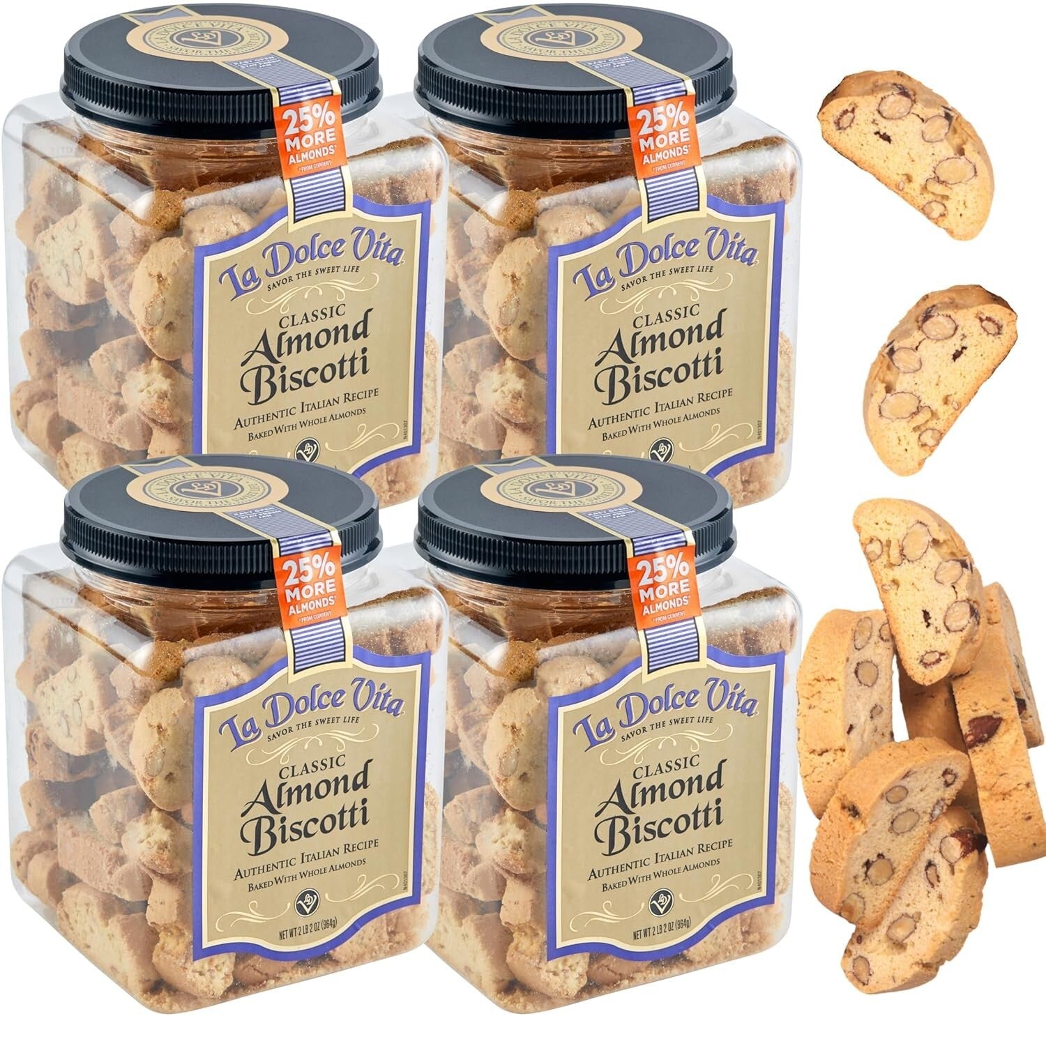 Deliciously Crunchy Italian Almond Biscotti - 4x34oz Perfect for Coffee Lovers