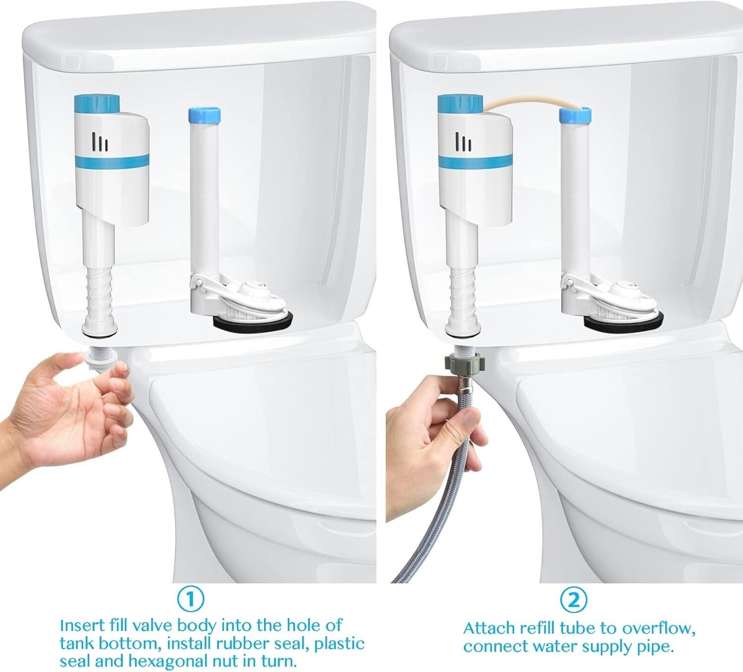 Anti-Siphon Toilet Fill Valve with Adjustable Height and Water Saving Features