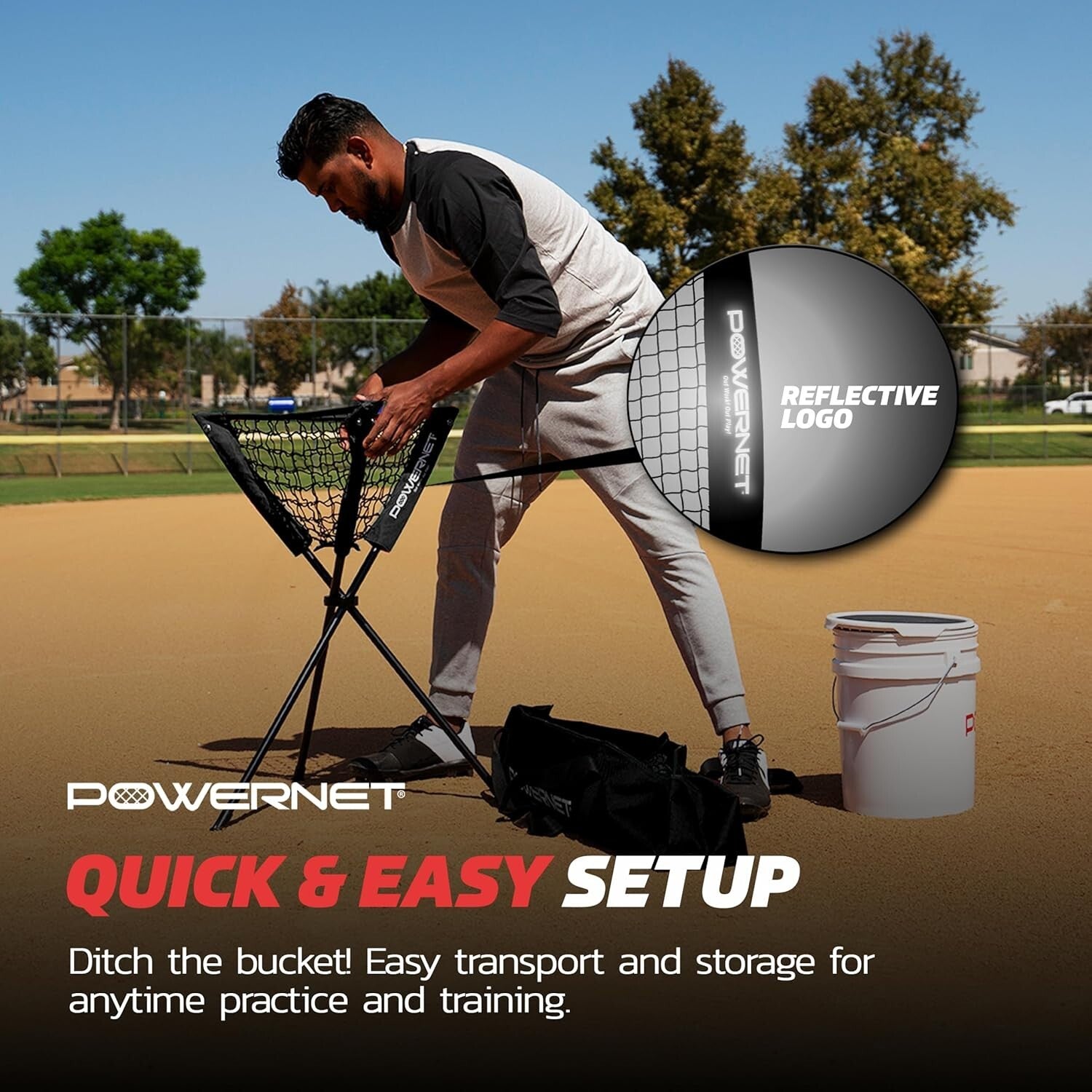 Durable Tripod Ball Caddy - Black, Holds Baseball & Softball, Lightweight Design