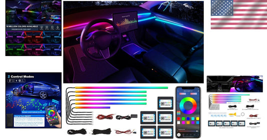 Customizable Car Interior LED Lighting Kit - Wireless APP with 16 Million Colors