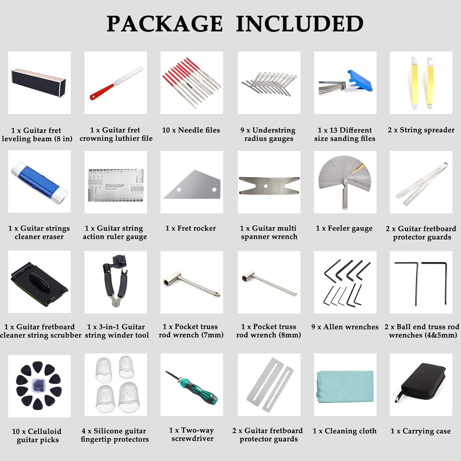 65-Piece Guitar Maintenance Tool Kit for Electric, Acoustic & Bass Instruments