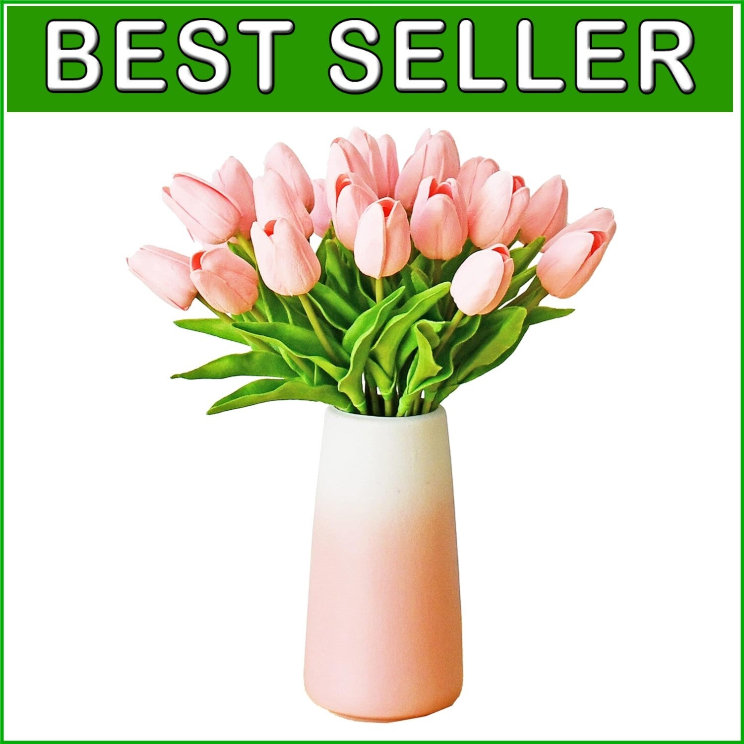 Realistic 28pcs Light Pink Tulips in Vase - Wedding, Home & Office Decorations