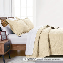 Load image into Gallery viewer, Elegant Cal King Summer Quilt Set - 3 Piece Coin Pattern for Year-Round Comfort