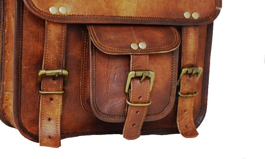 Stylish 100% Goat Leather Motorcycle Saddlebag with Adjustable Strap - 15" Wide