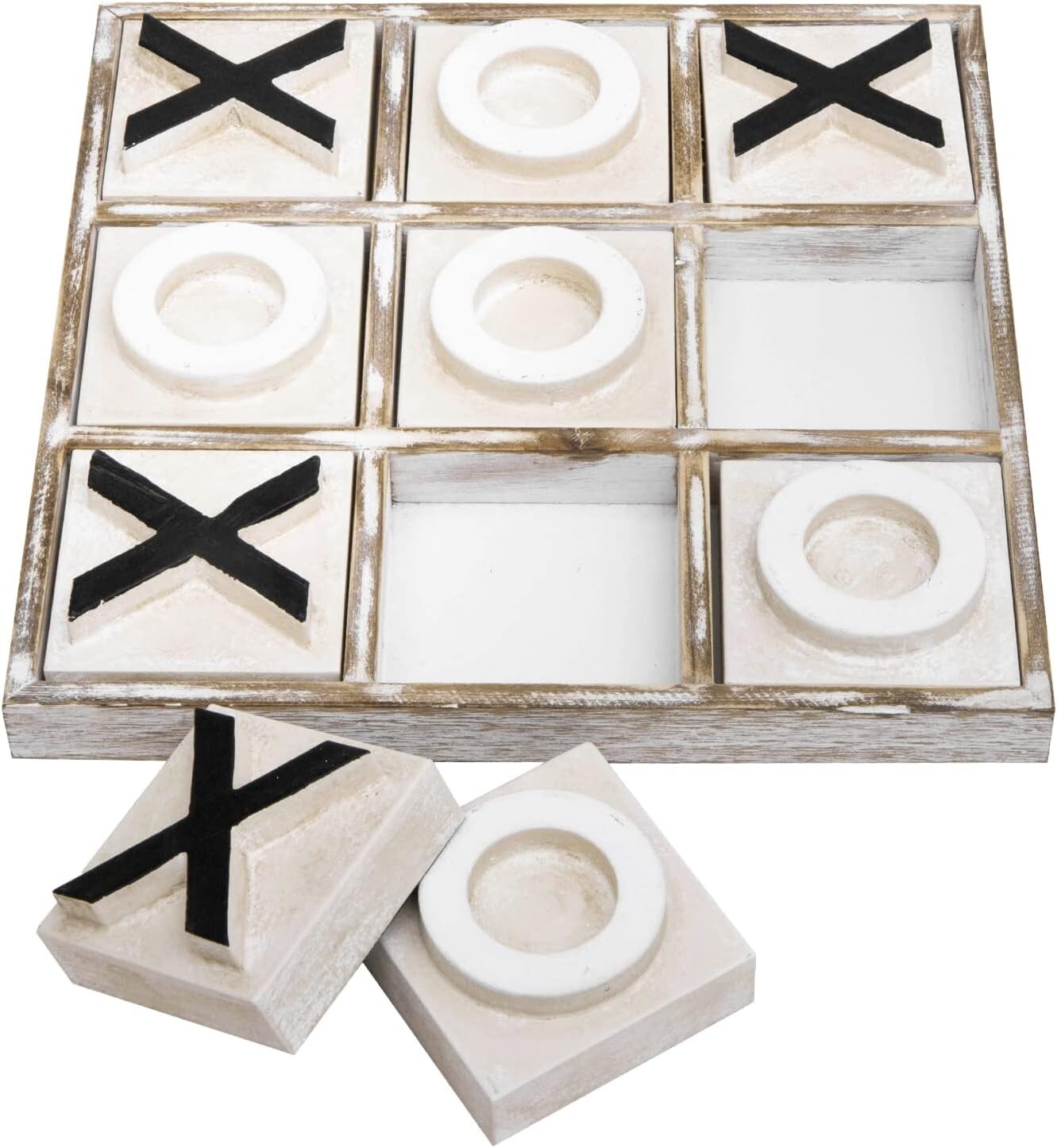 Eco-Friendly 12.6-Inch Tic Tac Toe Game - Rustic Decor for Home & Parties