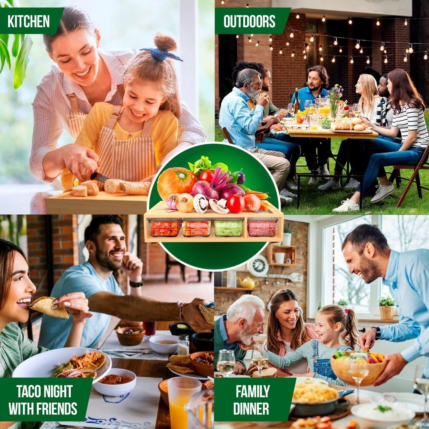 Space-Saving Bamboo Cutting Board & Drawer Set - Perfect for Hosting and Gifting