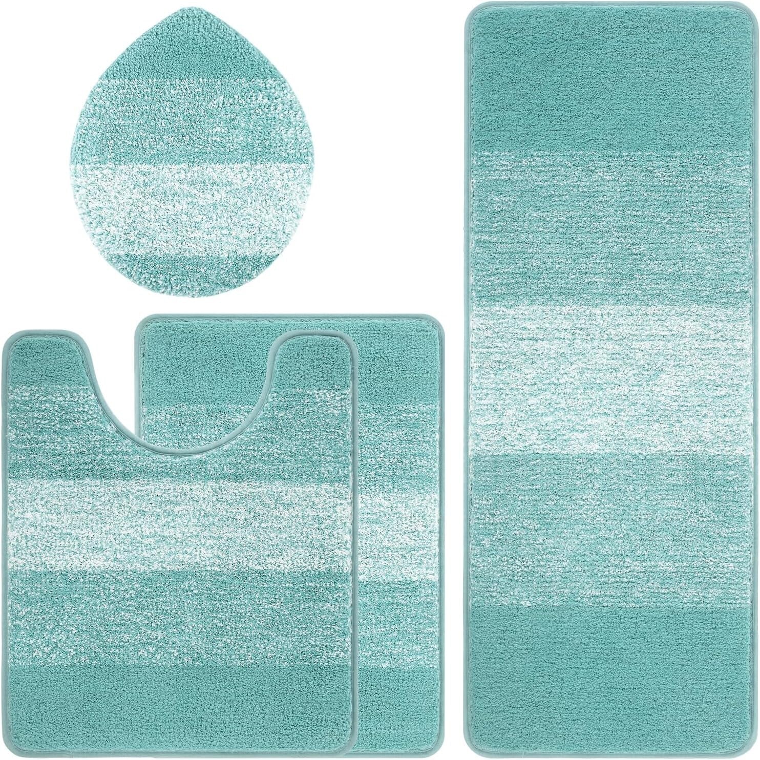 Elegant 4-Piece Teal Bath Set - Soft Rugs with Non-Slip Backing for Bathrooms