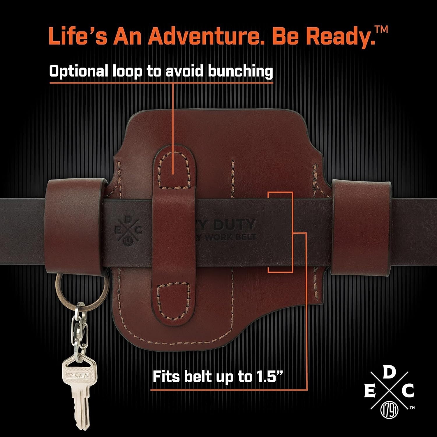 Chestnut Leather EDC Organizer - Two-Pocket Multitool Sheath for Easy Carry
