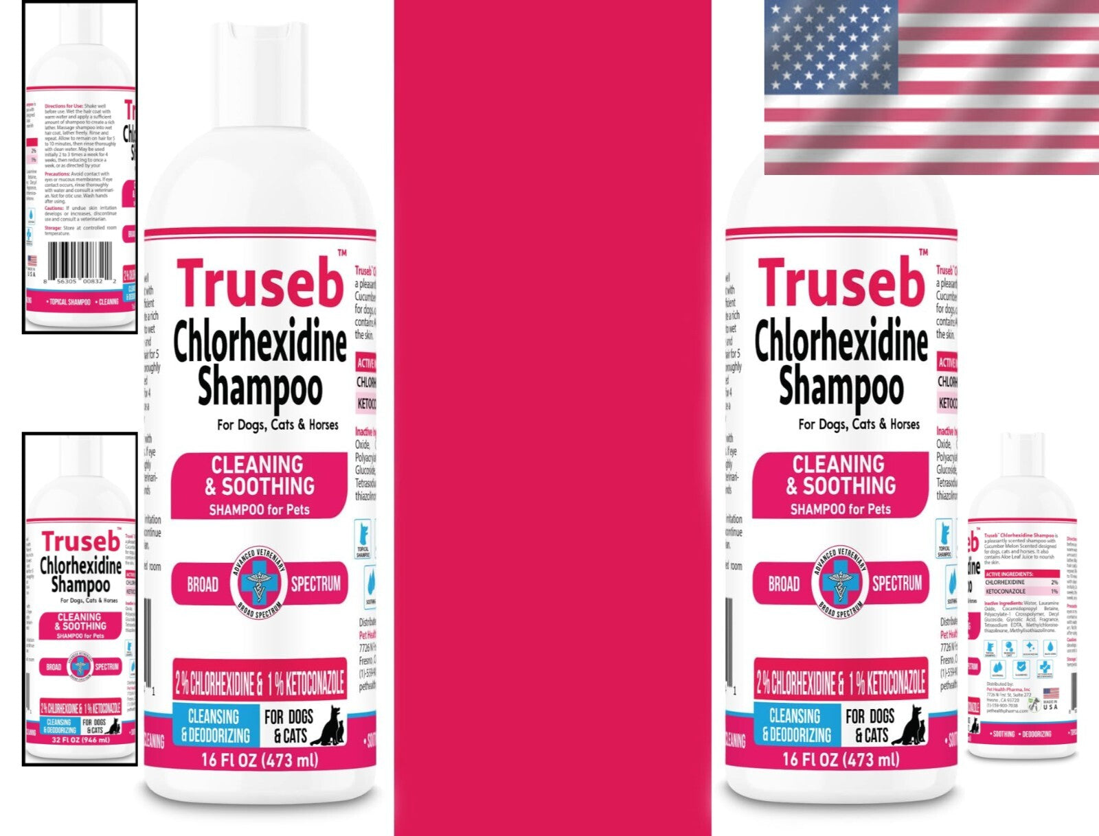 Ketoconazole & Chlorhexidine Shampoo for All Pets – 32 oz Duo Action Care