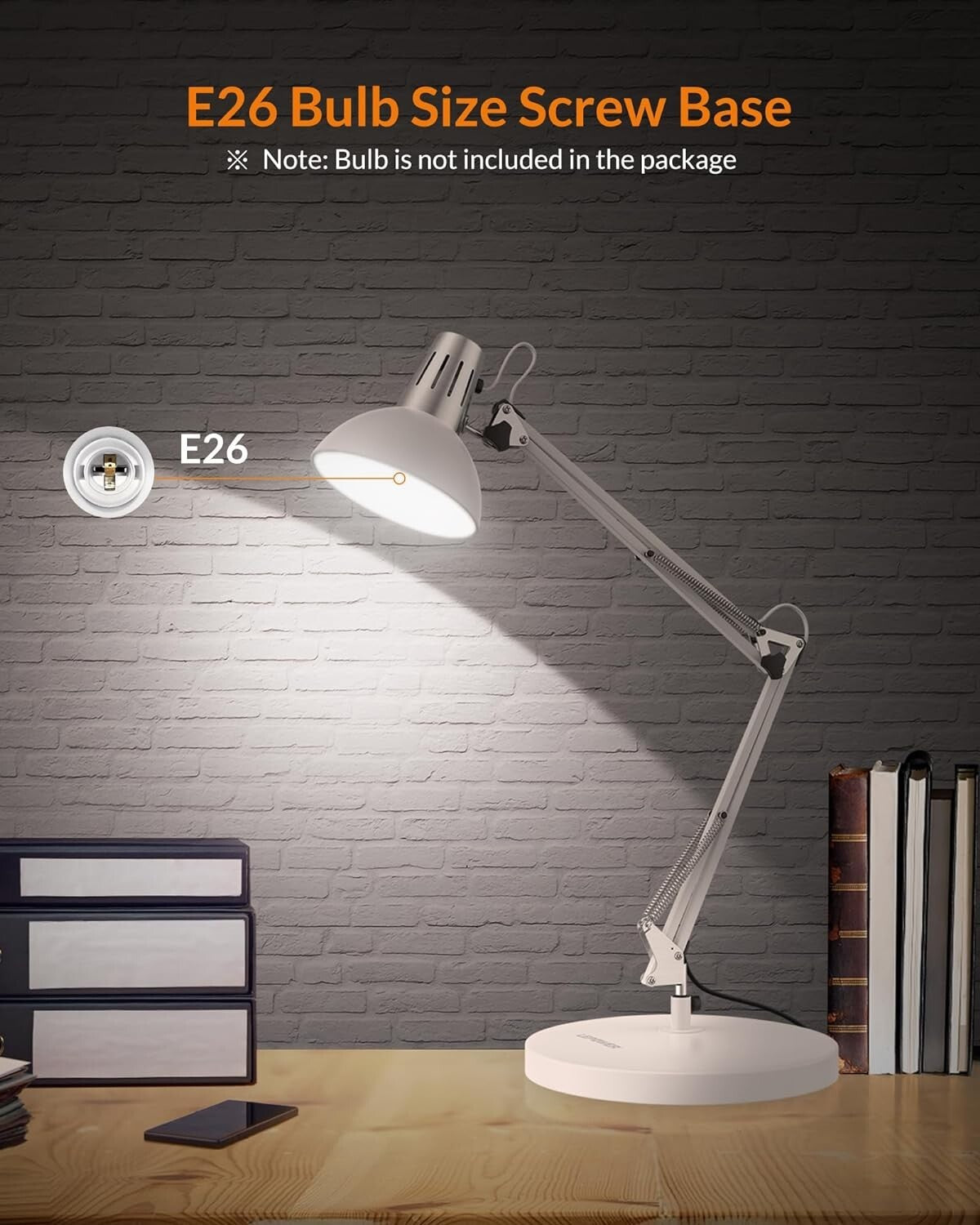 Clip-On Metal Desk Lamp with Adjustable Arm - Perfect for Home Offices & Reading