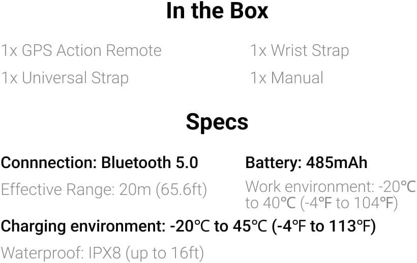 Smart GPS Remote for Action Cameras - Bluetooth Control with Metadata Recording