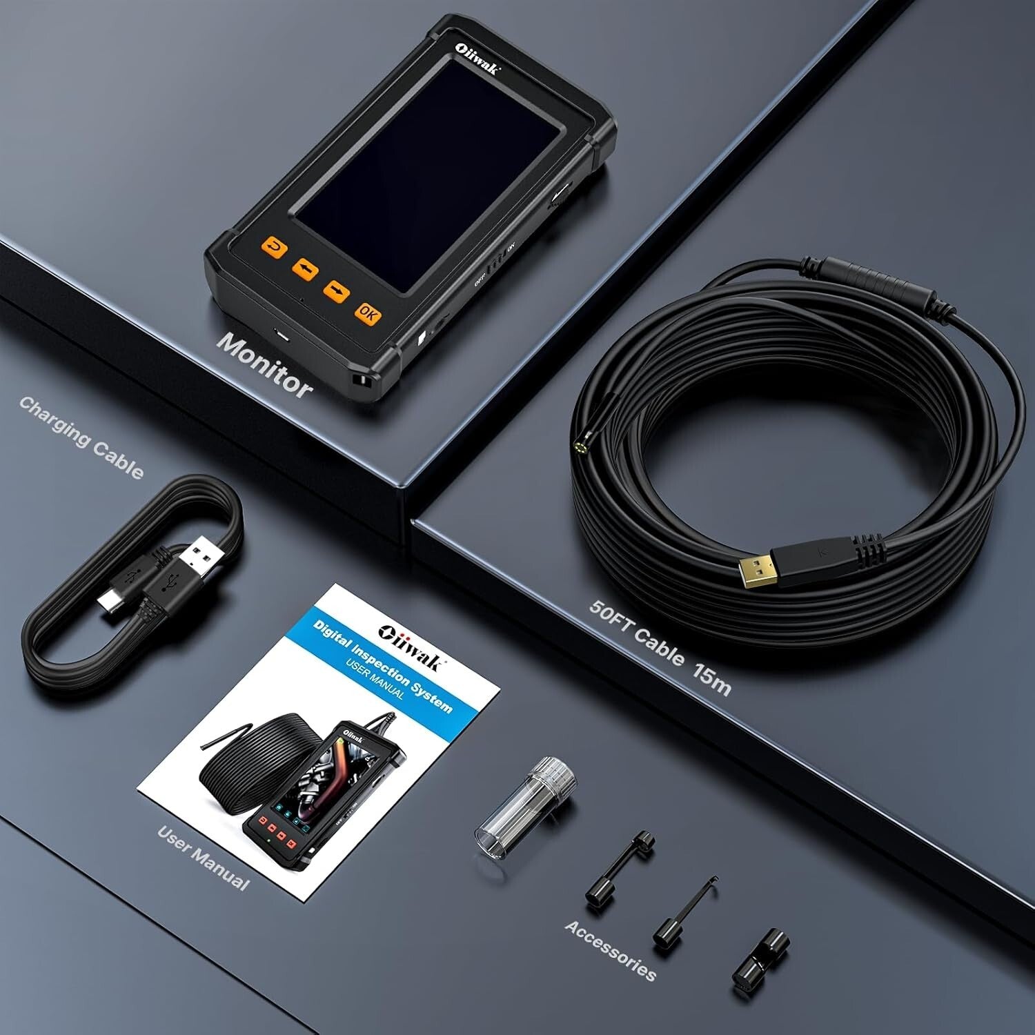 Waterproof Snake Borescope Camera - 4.3" IPS Screen for Pipe & Sewer Inspection