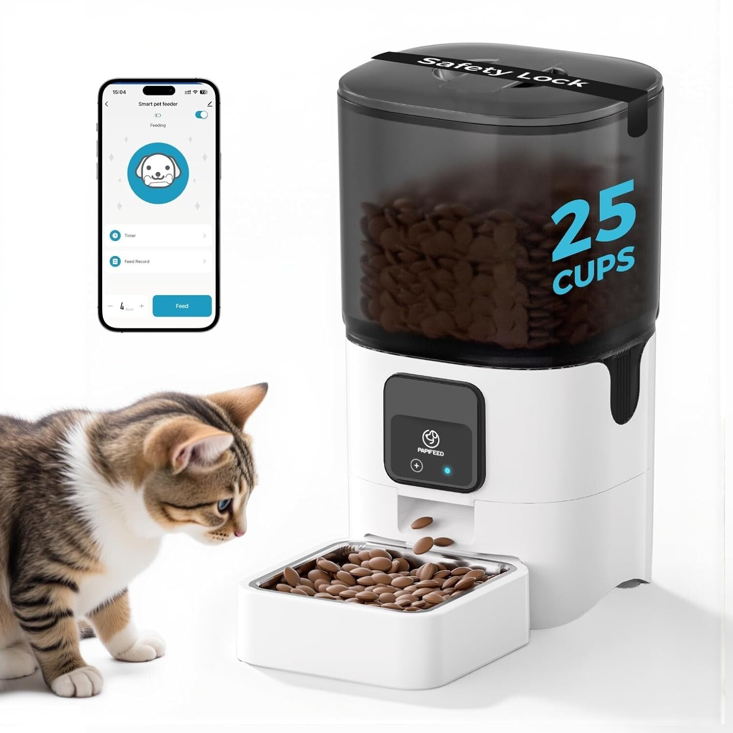 Smart WiFi Cat Feeder - Automatic 6L Portion Control & Alexa Compatible
