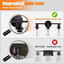 Load image into Gallery viewer, 3-Light Modern Vanity Fixtures - Matte Black Wall Lamp with Bubbled Glass Shades