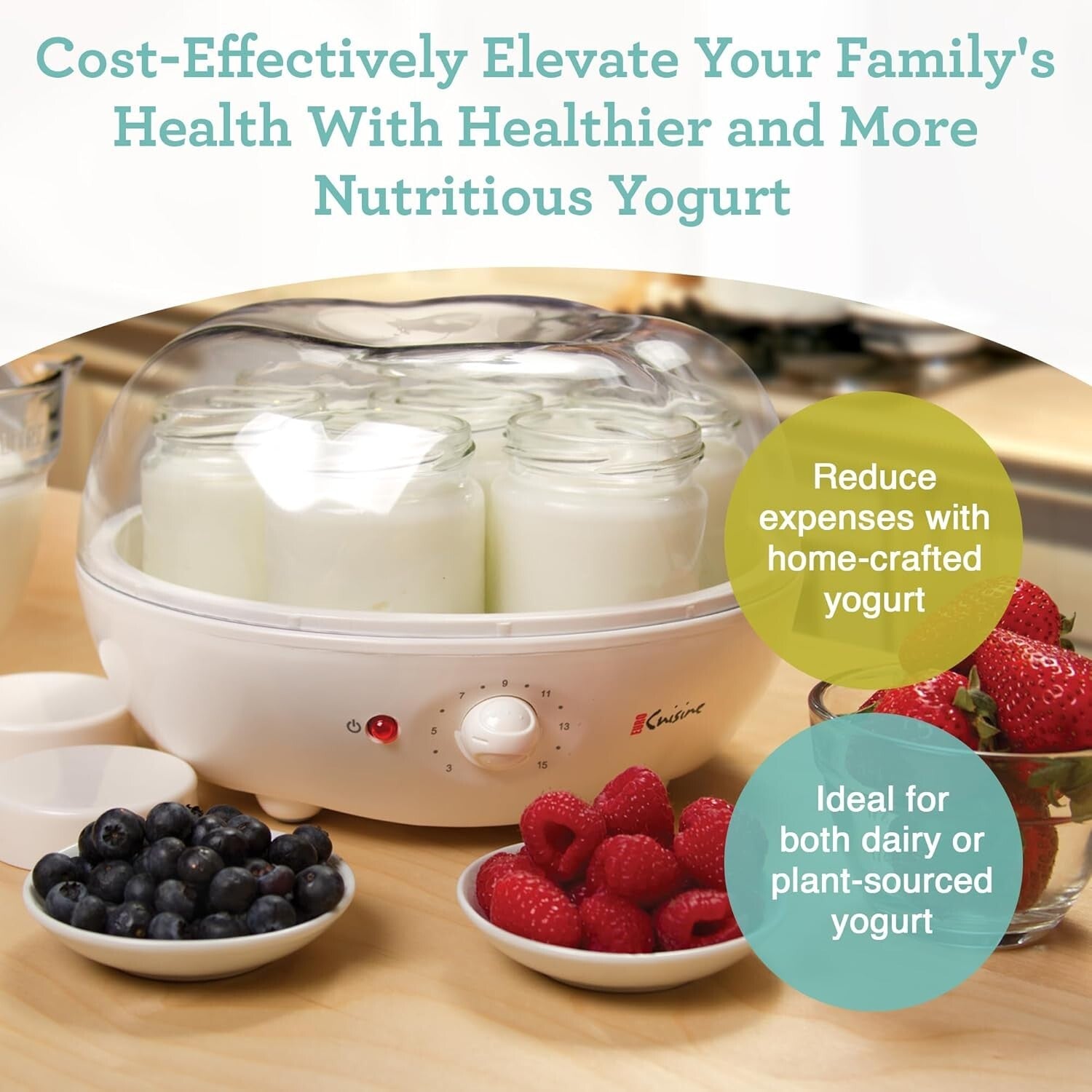 Create Probiotic-Rich Homemade Yogurt: Automatic Maker with Timer & Storage Jars