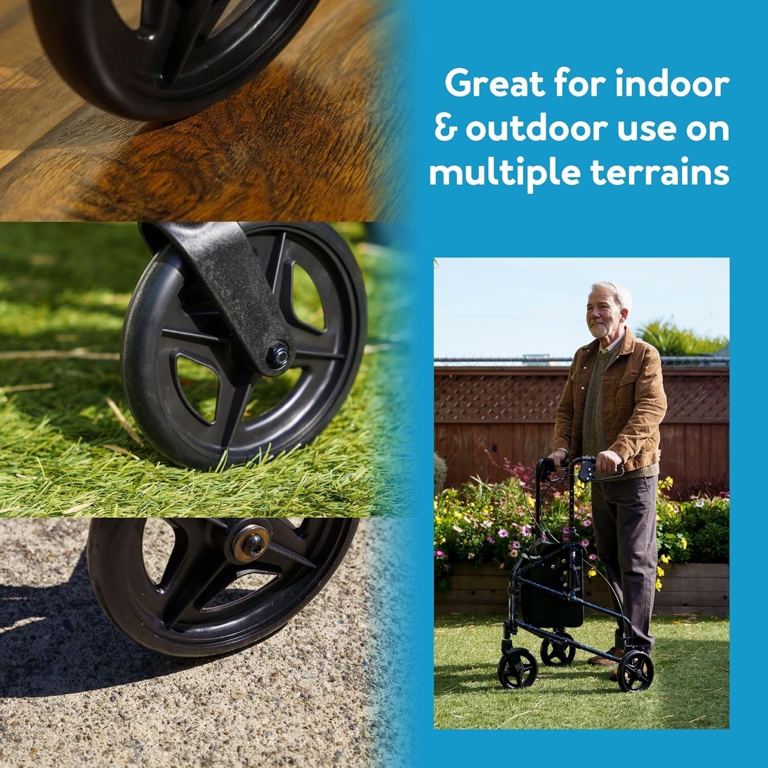 Maneuverable Trio Walker for Seniors - Adjustable Handles and Quick Collapse