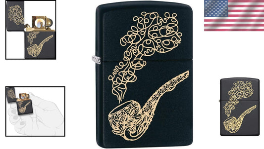 Premium Black Matte Pocket Lighter: Vintage Design for the Modern Pipe Smoker