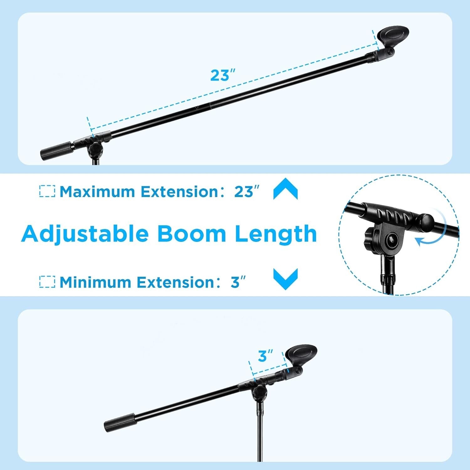 Sturdy Metal Tripod Mic Stand Set with Universal Clips & Carrying Bag - 2 Pack