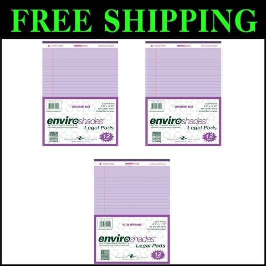 Premium Quality Purple Legal Pads - Case of 72, 50 Sheets, Eco-Conscious Choice