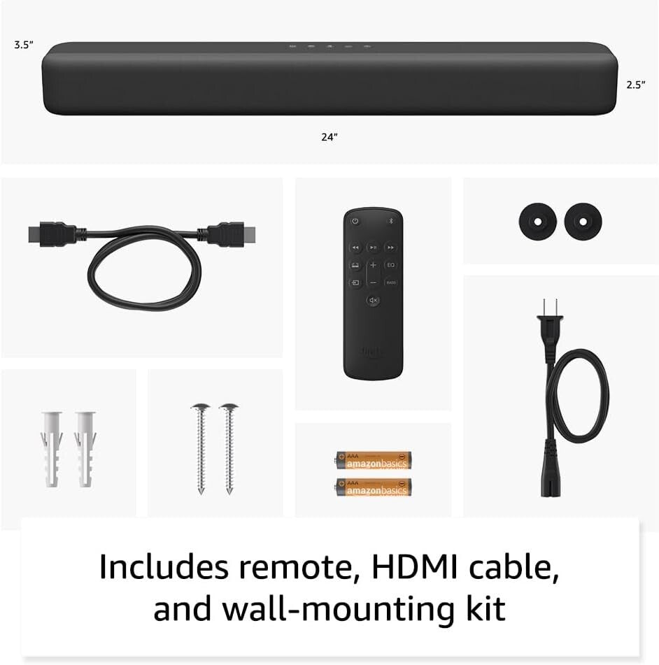 Compact Fire TV Soundbar - 24" | Bluetooth & Virtual Surround Sound Experience